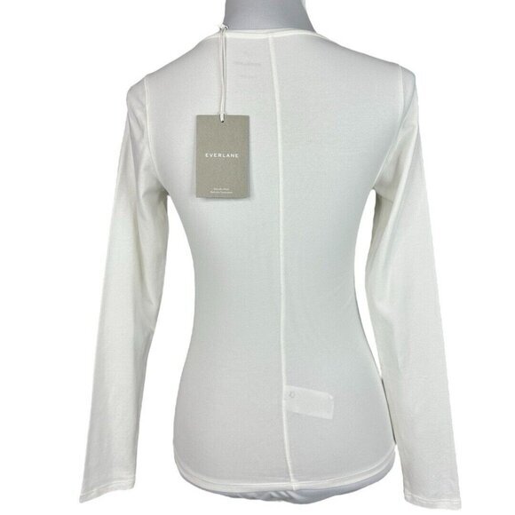 Everlane Women's NWT White The Supima Stretch Ballet Neck Long Sleeve Top XS/C28 - Picture 4 of 13